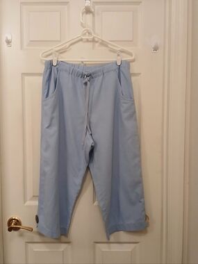 Christopher & Banks Linen Capri Cropped Pants Size Medium Vintage Light Blue